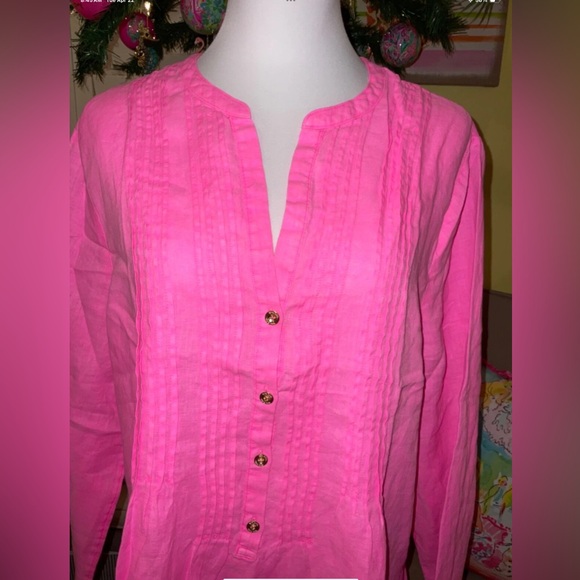 Lilly Pulitzer NWT Sarasota Seacoast Linen Tunic Pink Isle Size XL - Picture 8 of 9
